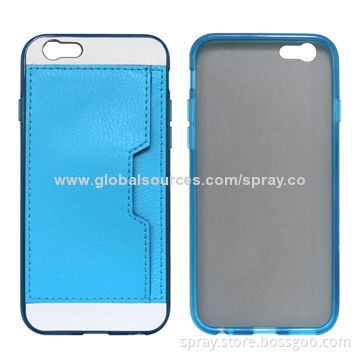 ID/IC Credit Card Holder Soft TPU, with Leather Back Case Cover for iPhone